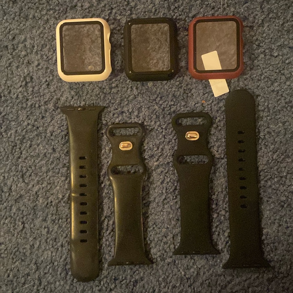 Bundle! Hard Cover and 2 pack black Apple Watch wristband.